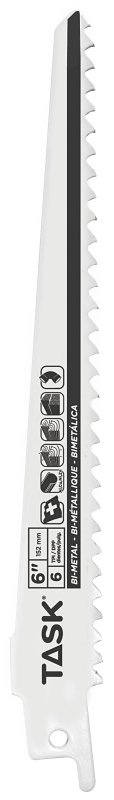 Task T22208B Series Reciprocating Blade, 6 in L, 6 TPI