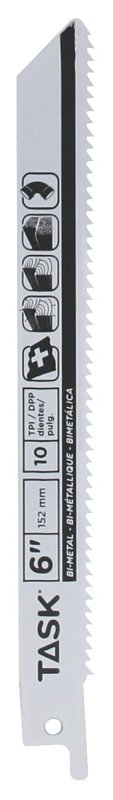 Task T22209B Series Reciprocating Blade, 6 in L, 10 TPI