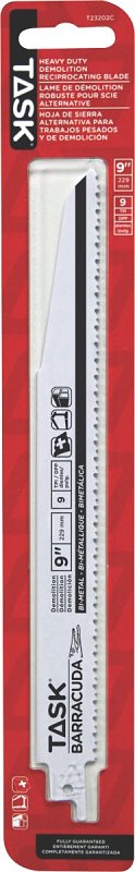 Task T23202C Series Reciprocating Saw Blade, Applicable Materials: Metal, 7/8 in W, 9 in L, 8/10 TPI, 1/PK