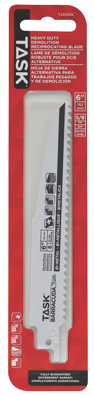 Task T23205C Reciprocating Saw Blade, 7/8 in W, 6 in L, 6 TPI