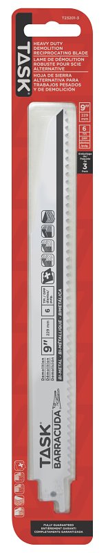 Task T23201-3 Series Reciprocating Saw Blade, Applicable Materials: Wood, 7/8 in W, 9 in L, 5/8 TPI, 3/PK