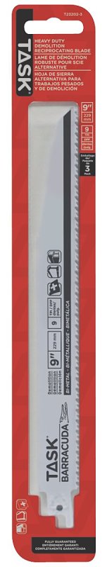 Task T23202-3 Series Reciprocating Saw Blade, Applicable Materials: Metal, 7/8 in W, 9 in L, 8/10 TPI, 3/PK