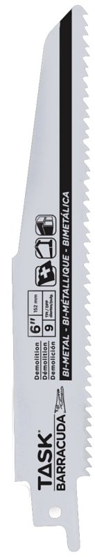 Task T23206 Reciprocating Saw Blade, 7/8 in W, 6 in L, 9 TPI