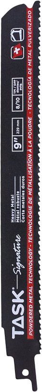 TASK Signature T24506B Series Reciprocating Saw Blade, Applicable Materials: Metal, 9 in L, 8/10 TPI
