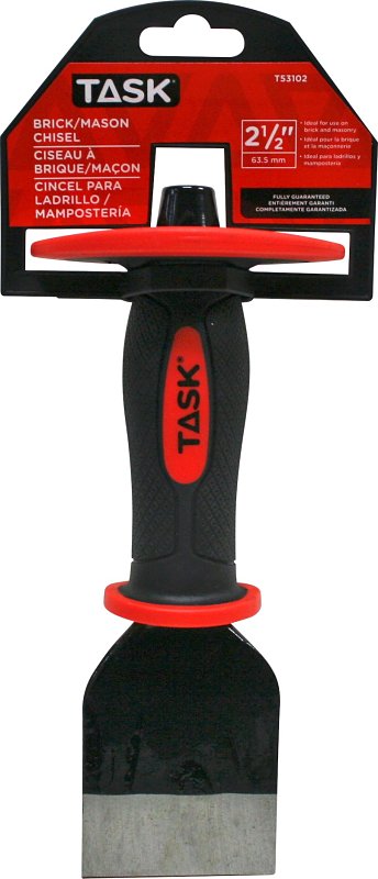 Task T53102 Cut Point Brick Mason Chisel, 2-1/2 in W Blade, 9 in OAL, Steel Blade, Bi-Material Handle