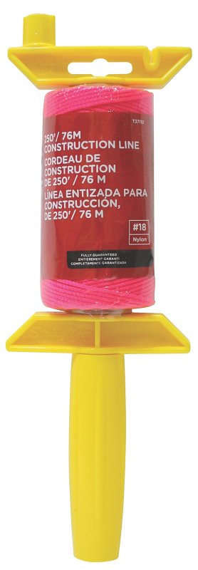 Task T27112 Construction Line Reel, 250 ft L Line, Fluorescent Pink Line