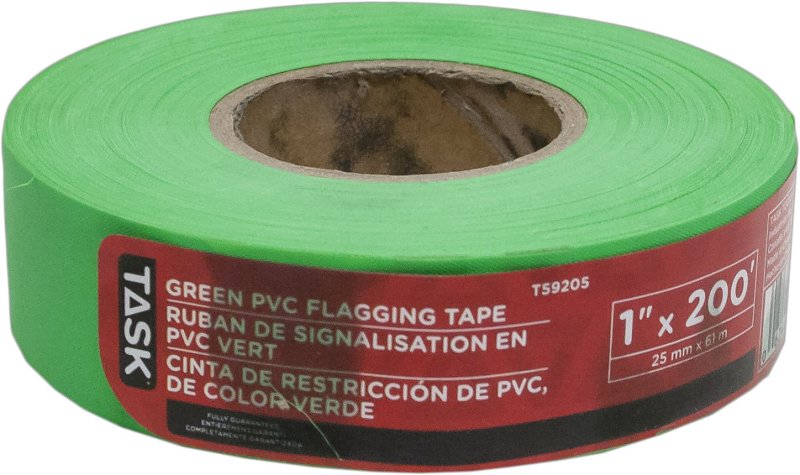 Task T59205 Flagging Tape, 200 ft L, 1 in W, Green, PVC