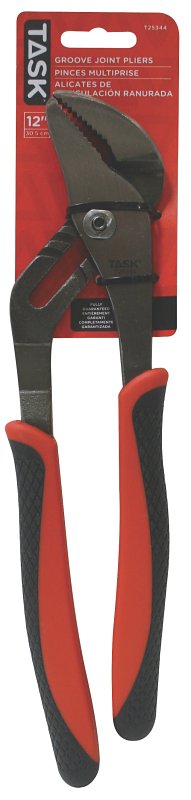 Task T25344 Groove Joint Plier, 12 in OAL, Soft Touch Grip Handle
