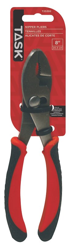 Task T25352 Slip Joint Plier, 8 in OAL, Soft Touch Grip Handle