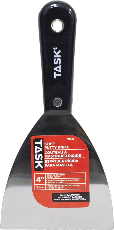 Task T37853 Stiff Putty Knife, 4 in W Blade, HCS Blade, Nylon Handle