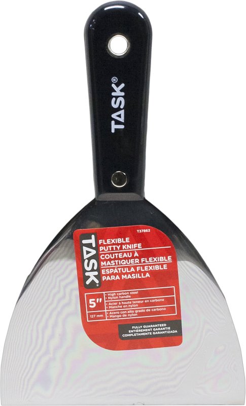 Task T37862 Flexible Putty Knife, 5 in W Blade, HCS Blade, Nylon Handle