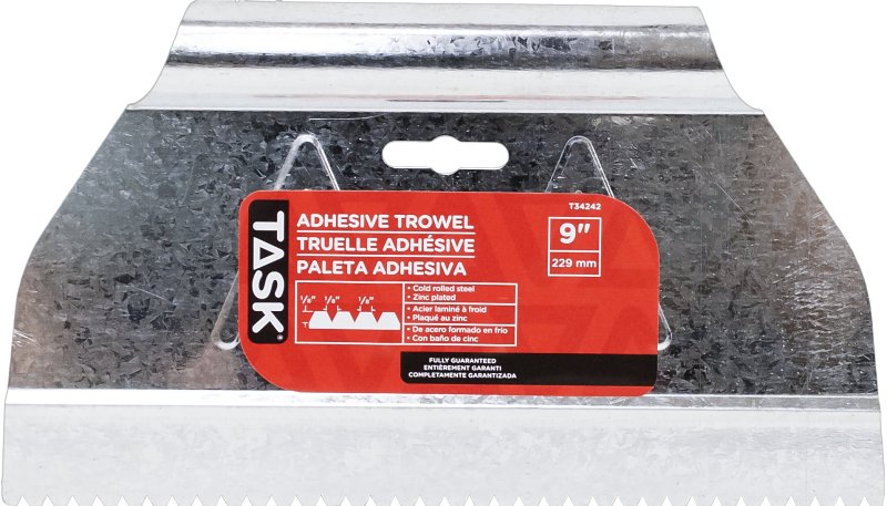 Task T34242 Adhesive Spreader, 1/8 x 1/8 x 1/8 in Notch, Steel Blade