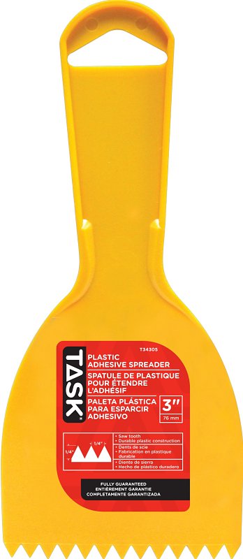 Task T34305 Adhesive Spreader, 1/4 x 1/4 in Notch, Saw Tooth Blade, Plastic Blade