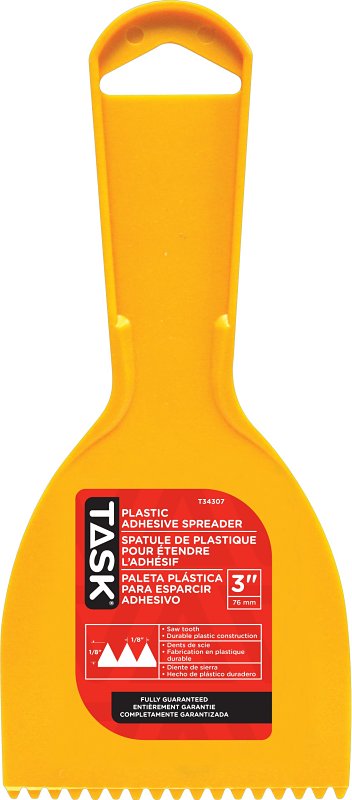 Task T34307 Adhesive Spreader, 1/8 x 1/8 in Notch, Saw Tooth Blade, Plastic Blade