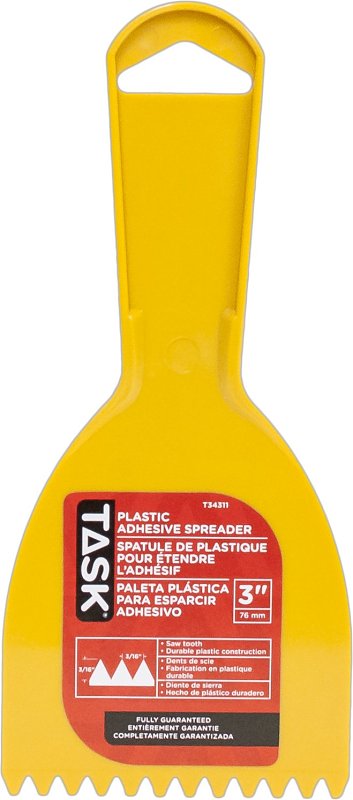 Task T34311 Adhesive Spreader, 3/16 x 3/16 in Notch, Saw Tooth Blade, Plastic Blade
