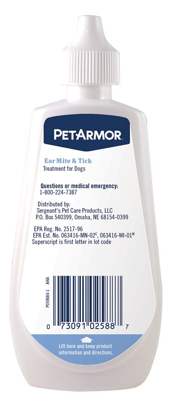 PetArmor SG02588 Ear Mite and Tick Treatment, 3 oz