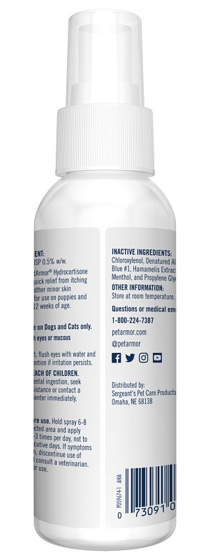 PetArmor 2814 Hydrocortisone Spray, 4 oz Spray Bottle