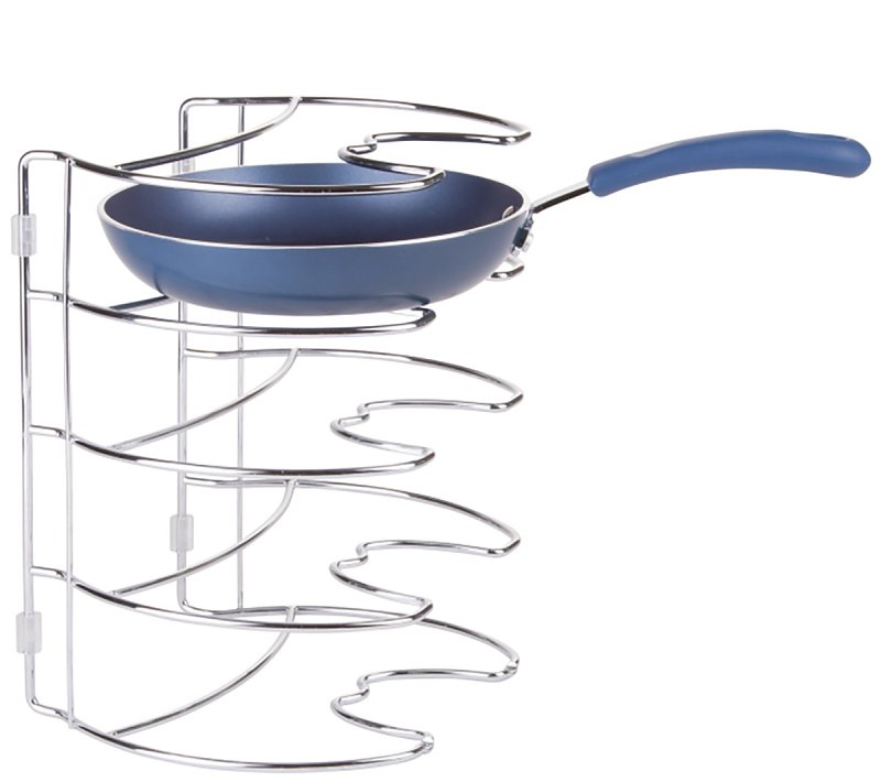 Interdesign 48770 Skillet Organizer, Steel, Chrome-Plated, 11 in L, 9.11 in W, 7.8 in H