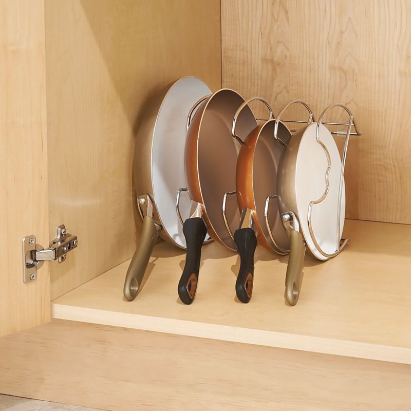 Interdesign 48770 Skillet Organizer, Steel, Chrome-Plated, 11 in L, 9.11 in W, 7.8 in H