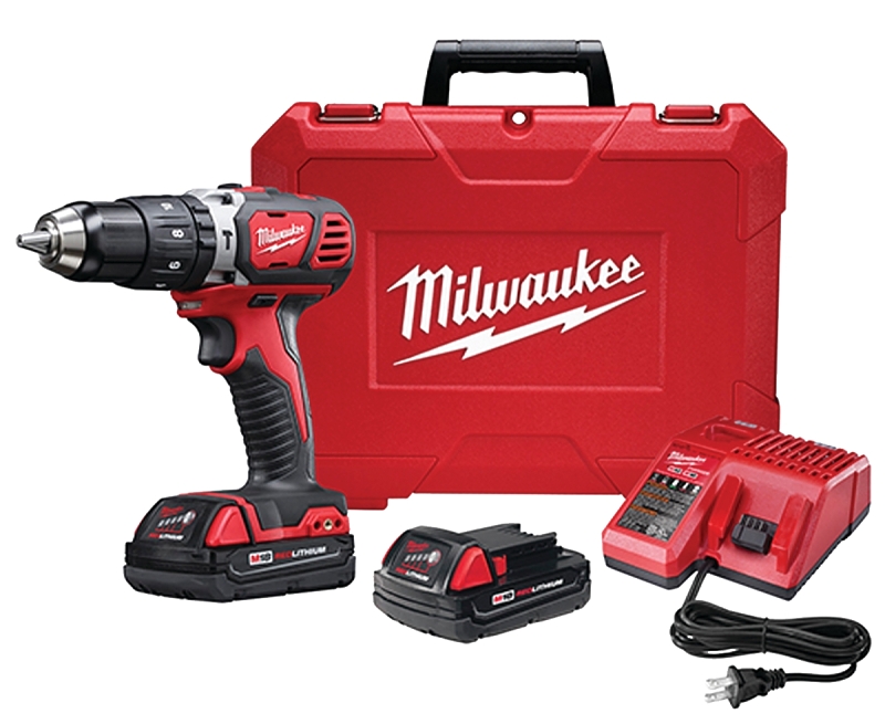 Milwaukee M18 2607-22CT Hammer Drill/Driver Kit, Battery Included, 18 V, 1.5 Ah, 1/2 in Chuck, Single Sleeve Chuck