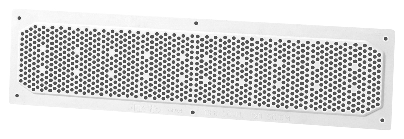 CANPLAS 641604 Soffit Vent, 15.94 in L, 3.98 in W, 18.6 sq-in Net Free Ventilating Area, Plastic, White