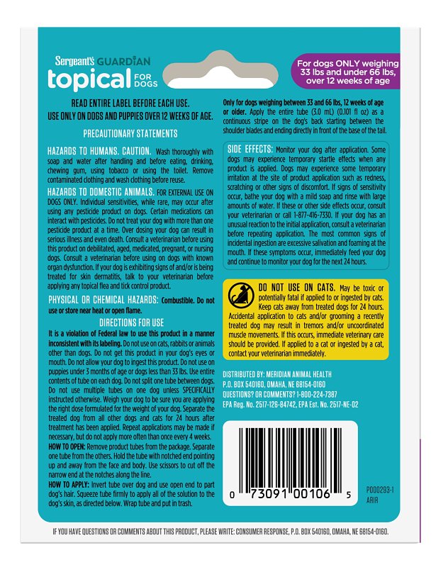 Sergeant's Guardian 106 Flea and Tick Squeeze-On