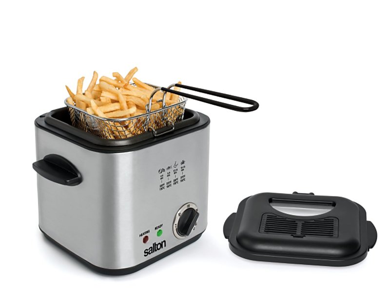 Salton DF1539 Compact Deep Fryer, 1 L Capacity, 840 W, 1-Fry Basket, Adjustable Thermostat Control, Black