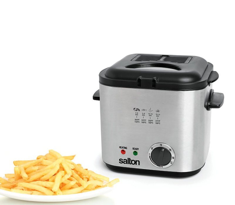 Salton DF1539 Compact Deep Fryer, 1 L Capacity, 840 W, 1-Fry Basket, Adjustable Thermostat Control, Black