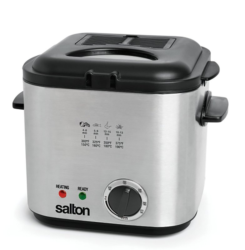 Salton DF1539 Compact Deep Fryer, 1 L Capacity, 840 W, 1-Fry Basket, Adjustable Thermostat Control, Black