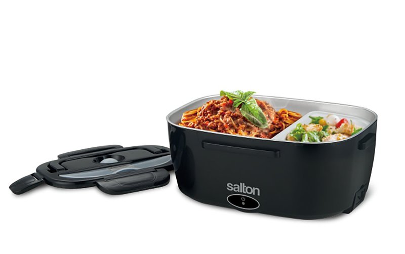 Salton SP2111 Portable Electric Lunchbox, 1.5 L Capacity, Stainless Steel, Black, 9.3 in L, 6-1/2 in W, 4 in H