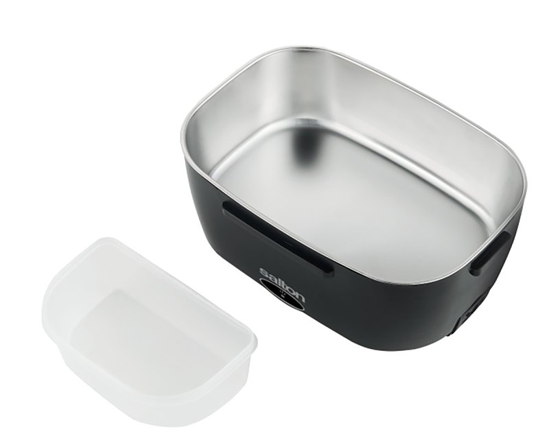 Salton SP2111 Portable Electric Lunchbox, 1.5 L Capacity, Stainless Steel, Black, 9.3 in L, 6-1/2 in W, 4 in H
