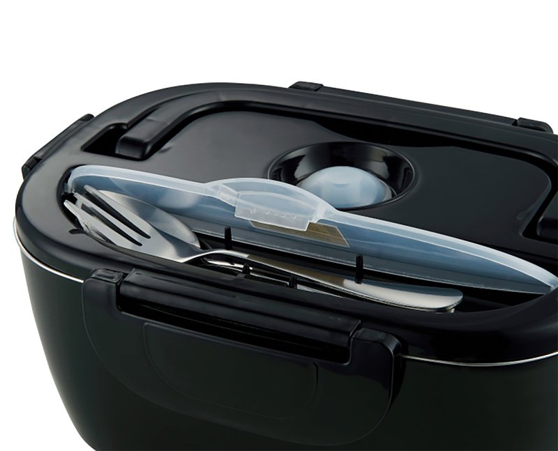 Salton SP2111 Portable Electric Lunchbox, 1.5 L Capacity, Stainless Steel, Black, 9.3 in L, 6-1/2 in W, 4 in H
