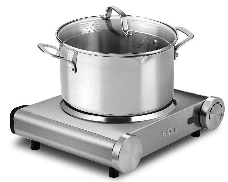 Salton HP1502 Portable Infrared Cooktop, 7.4 in Cooktop, Hot Plate Surface, 1200 W, Silver, 7-3/4 in OAW
