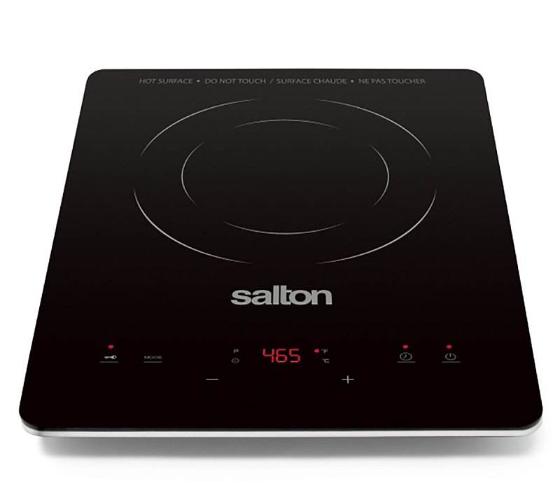Salton ID2066 Slim Induction Cooktop, 14 in Cooktop, Hot Plate Surface, 1500 W, Black, 14.3 in OAW, 1-1/2 in OAH