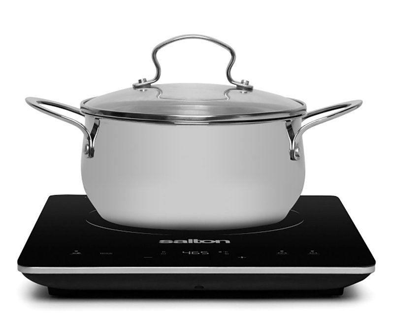 Salton ID2066 Slim Induction Cooktop, 14 in Cooktop, Hot Plate Surface, 1500 W, Black, 14.3 in OAW, 1-1/2 in OAH