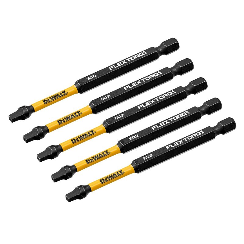 DEWALT FLEXTORQ DWAF3SQ2IR5 Impact Screwdriving Bit, #2 Drive, Square Drive, 1/4 in Shank, Hex Shank, 3-1/2 in L