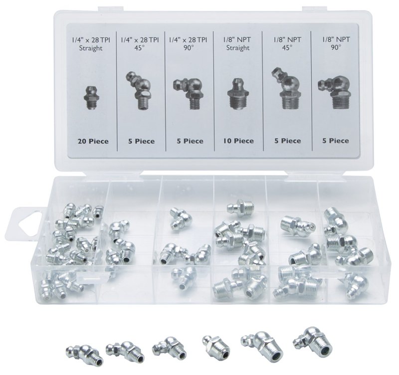 ProSource 61602 Grease Fitting Assortment, Steel, Zinc Plated