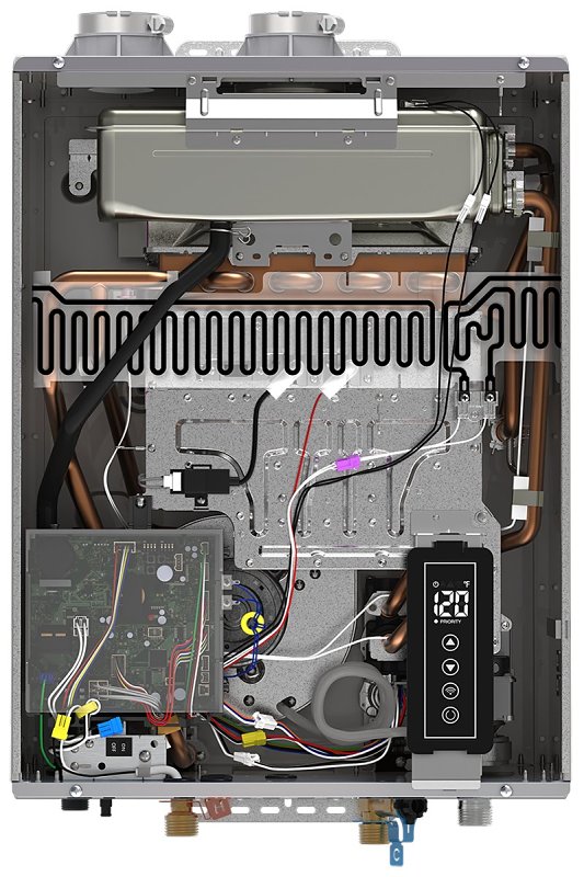 Rheem RMTGH95DVELP-3 Tankless Water Heater with Wi-Fi, LPG, 199,900 Btu/hr BTU, 9.5 gpm