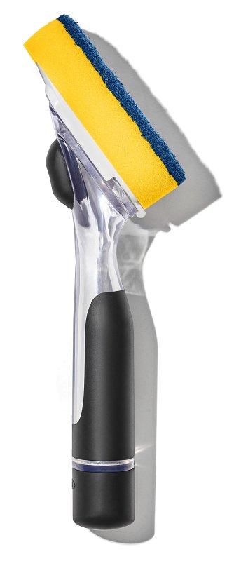 Good Grips 12361600 Soap Dispensing Dish Scrub, 12 in OAL, Comfortable, Non-Slip Grip Handle, Plastic/Rubber Handle