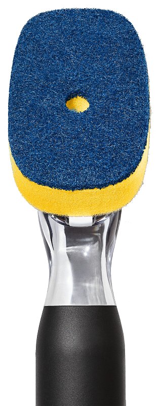 Good Grips 12361600 Soap Dispensing Dish Scrub, 12 in OAL, Comfortable, Non-Slip Grip Handle, Plastic/Rubber Handle