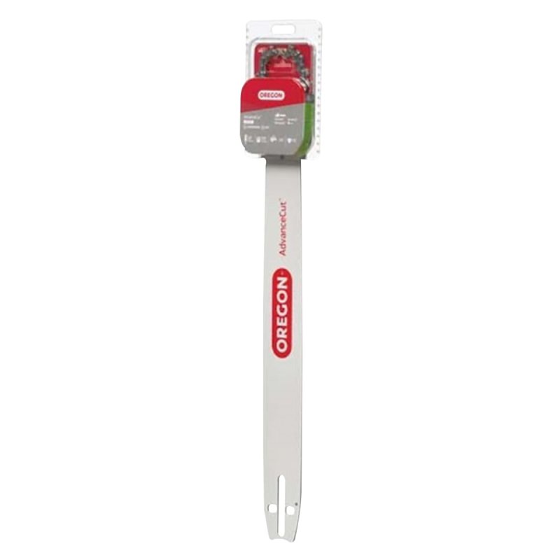 Oregon AdvanceCut 27852 Bar and Chain Combo, Small Bar Nose Radius, 70-Drive Link, 72V Chain, 3/8 in TPI/Pitch