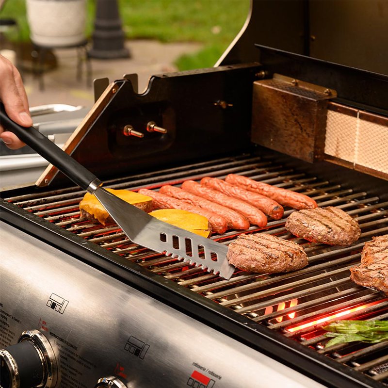 Mr. BAR-B-Q 02465YNST Tool Set, Stainless Steel, Plastic Handle, Comfort-Grip Handle