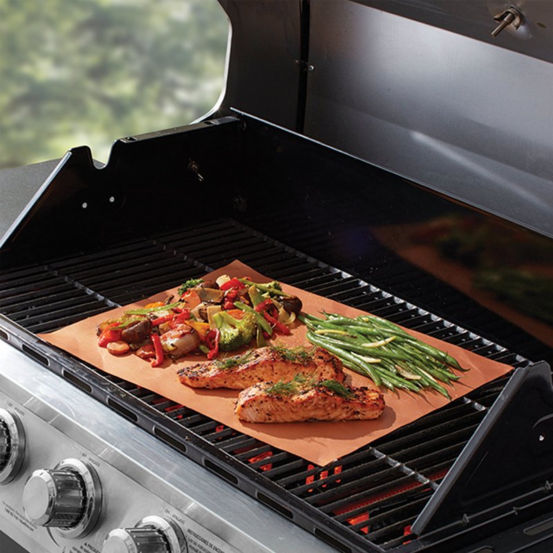Mr. BAR-B-Q 06198Y Reusable Grill Mat, 15-3/4 in L, 13 in W, Copper