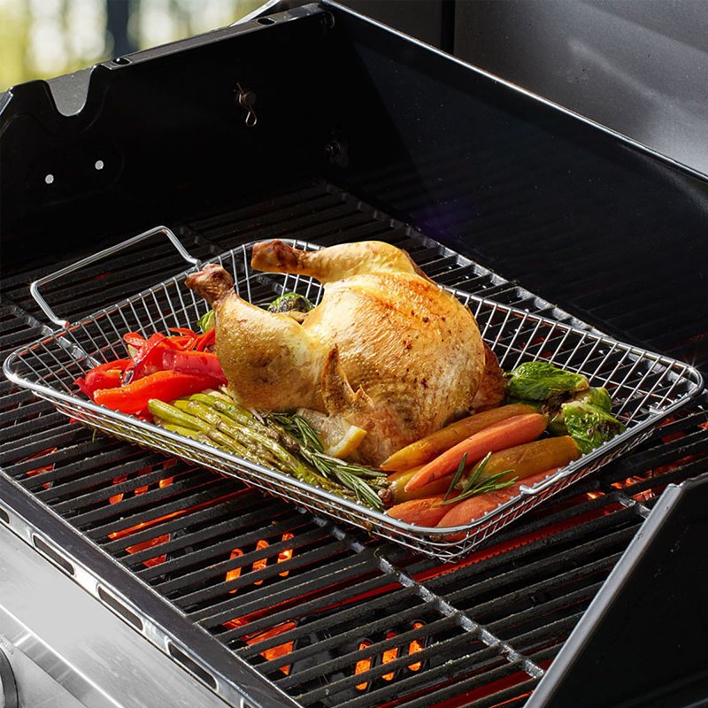 Mr. BAR-B-Q 06816Y Barbecue Roaster, 16.7 in W, 10-1/2 in D, 3 in H, Steel, Carbon Steel Handle