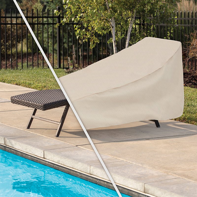 Mr. BAR-B-Q 07835BBGD Chaise Lounger Cover, 28 in L, 30 in W, 76 in H, Elastic, Taupe
