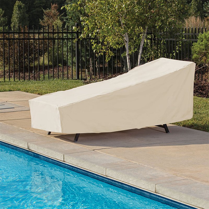 Mr. BAR-B-Q 07835BBGD Chaise Lounger Cover, 28 in L, 30 in W, 76 in H, Elastic, Taupe