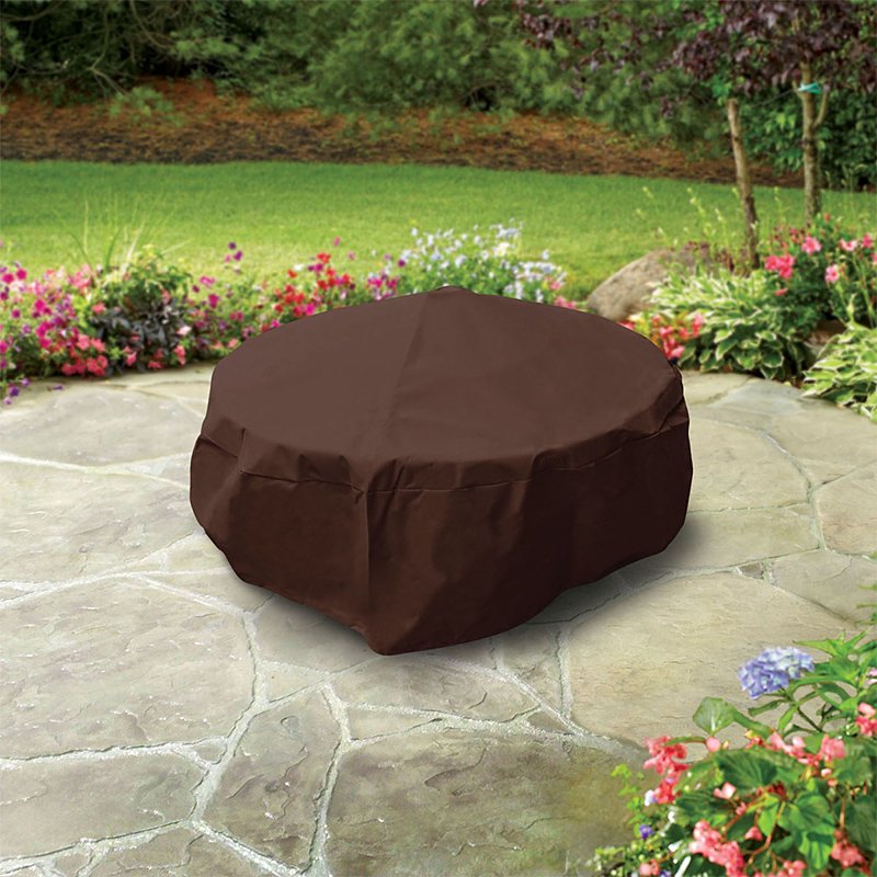 Mr. BAR-B-Q 07844BBGD Firepit Cover, Dark Brown, 38 in L, 38 in W, 18 in H, Elastic, Round