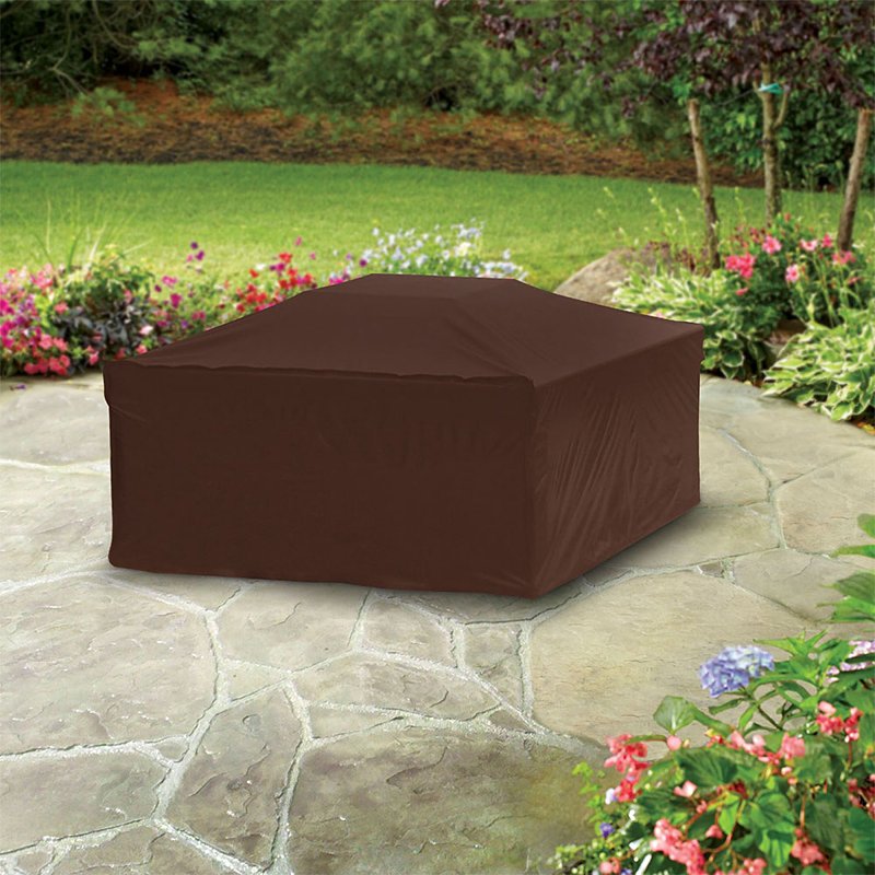 Mr. BAR-B-Q 07845BBGD Firepit Cover, Dark Brown, 38 in L, 38 in W, 18 in H, Elastic, Square
