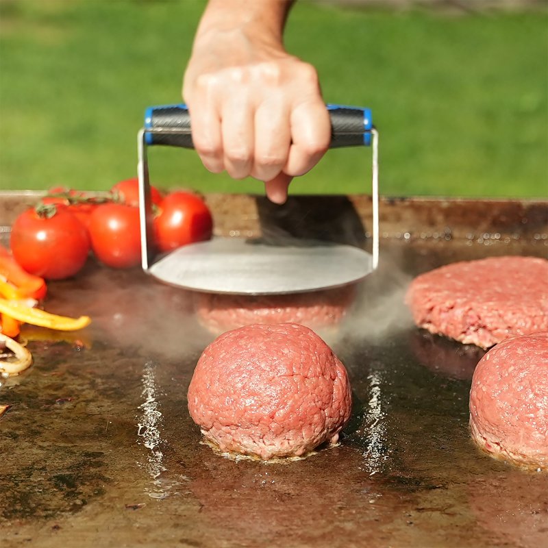 Mr. BAR-B-Q 08804RZ Burger Smasher, 5.43 in L, 5.35 in W, Stainless Steel