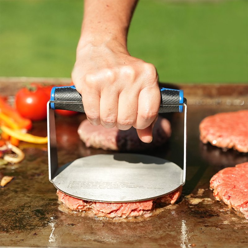 Mr. BAR-B-Q 08804RZ Burger Smasher, 5.43 in L, 5.35 in W, Stainless Steel